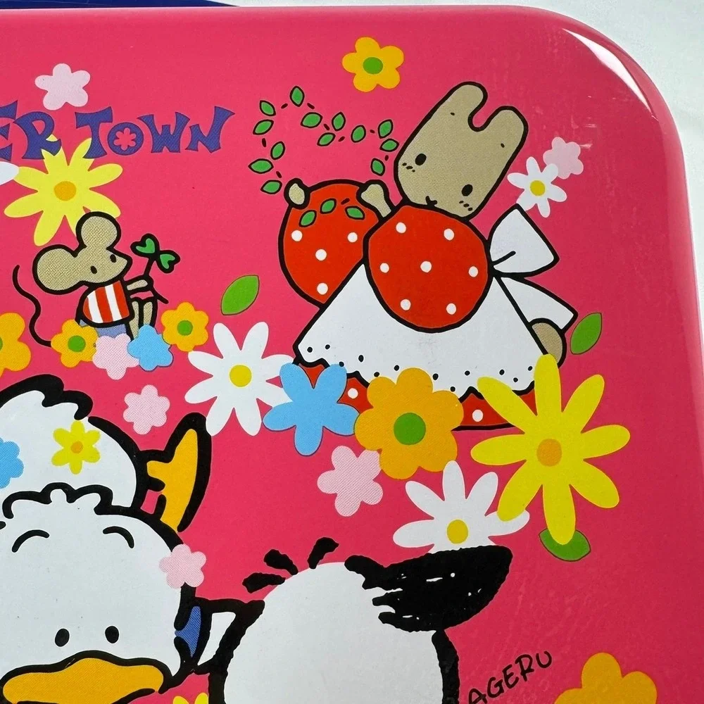 Vintage 1992 Sanrio Character Town Metal Lunch Box Hello Kitty Keroppi Pink Tin